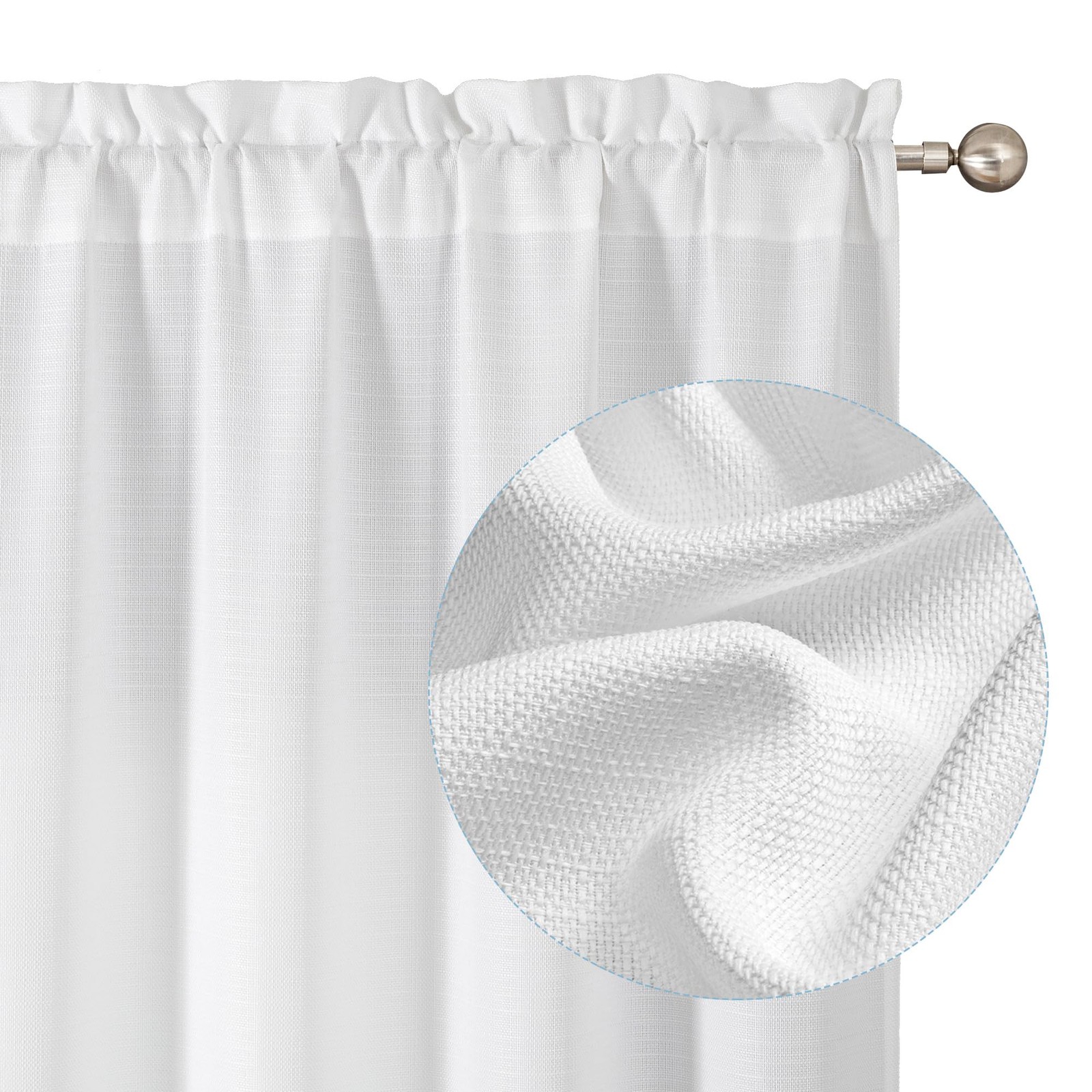Chyhomenyc White Curtains 45 Inch Length 2 30″W x 45″L (Pack of 2),
