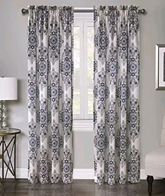 1 Panel R Home Decorative Window Curtain Rod Pocket Regency Medallion 50inx108in