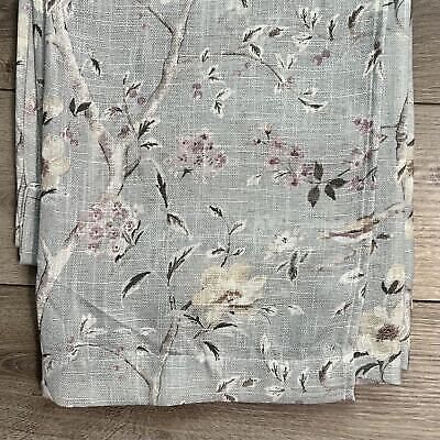38 x 96 Lillian August Curtains Rod Pocket Birdsong Floral Seafoam Green Blue