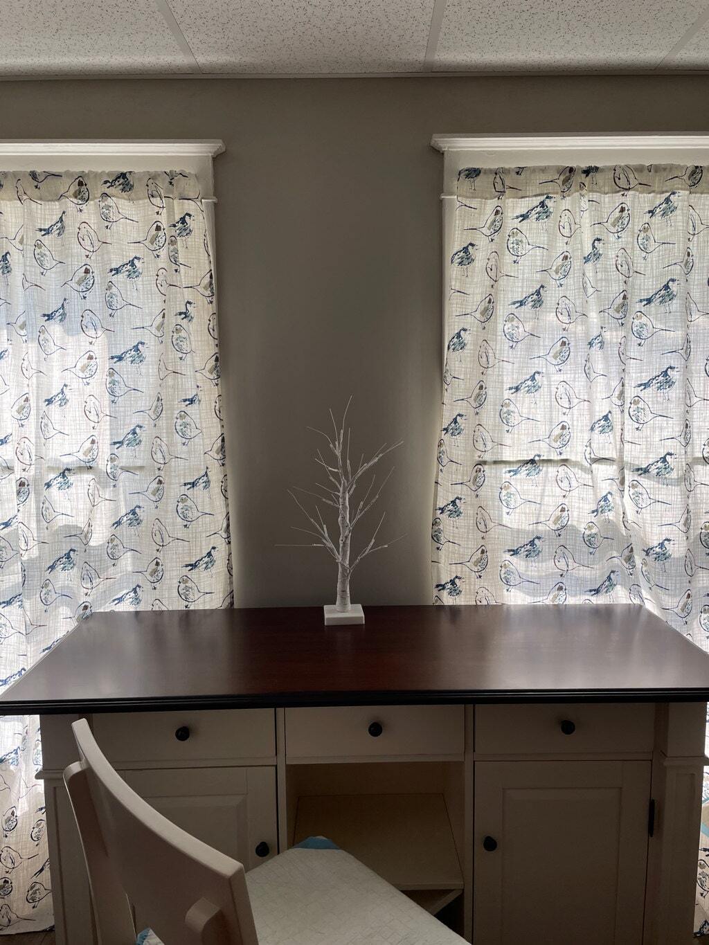 Blue Bird Curtains Window Treatments Custom Drapery Panels Vintage Home Decor