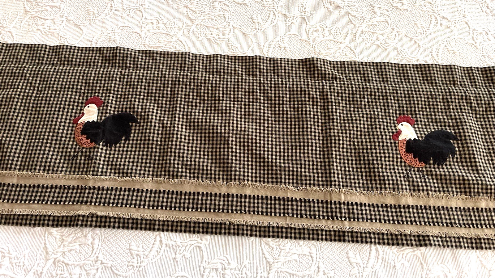 Farmhouse Rise and Shine Rooster Valance Home Collections by Raghu Country Lined