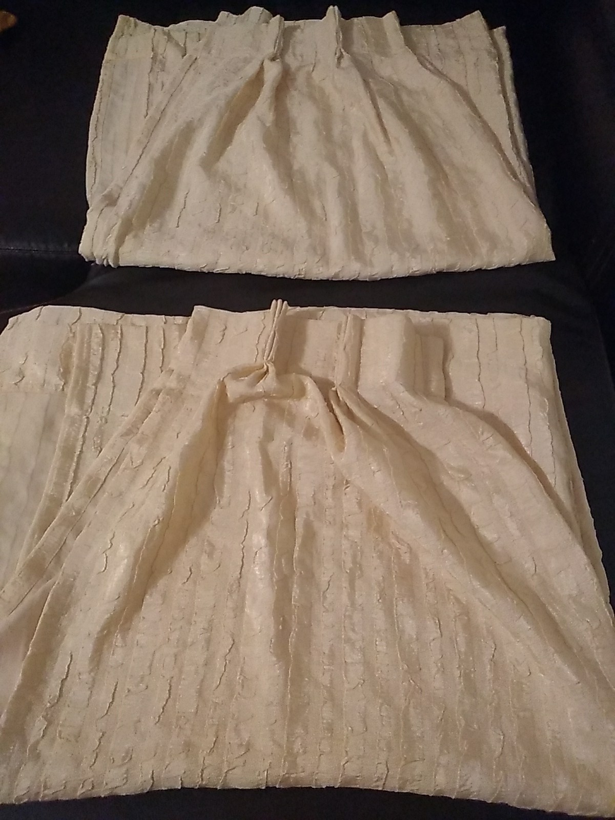 JCPENNEY HOME CURTAIN PINCH PLEATED 2 DRAPES SHIMMERY CREAM COLOR METALLIC