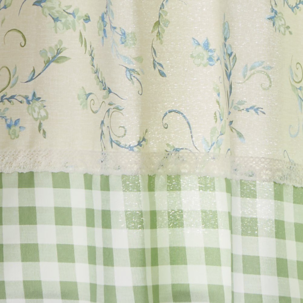 Sweet Sprigs 3 Piece Tier Set, Sage, Recycled Polyester BCI Cotton, 60″W x