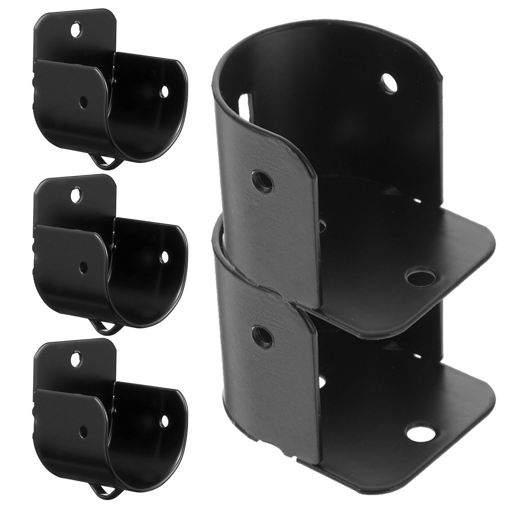 6Pcs Iron Closet Rod Bracket Set Black Sturdy Closet Rod Holders Heavy Duty
