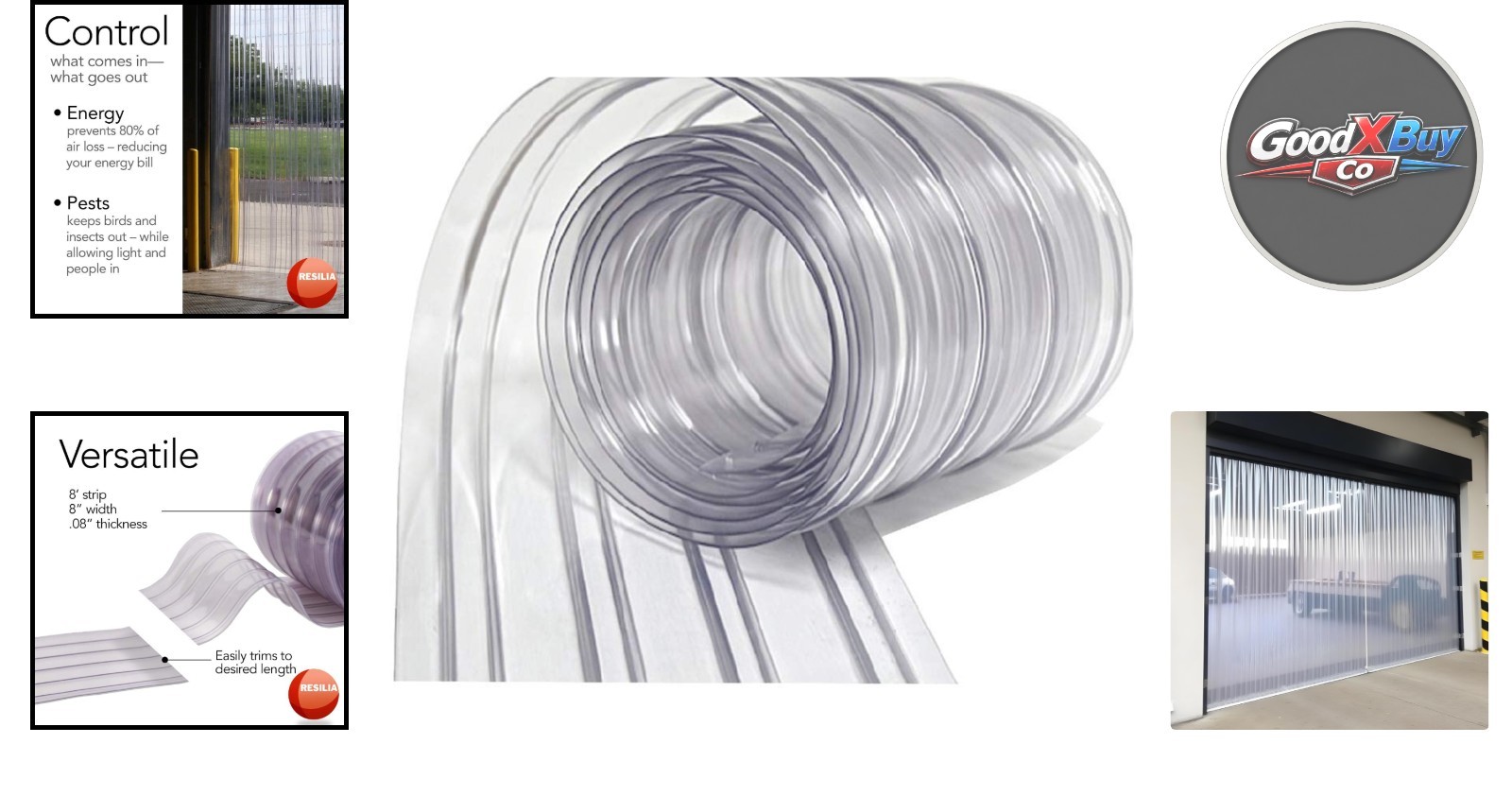 Clear Vinyl Replacement Strip Curtain 8×96 for Freezers & Warehouses