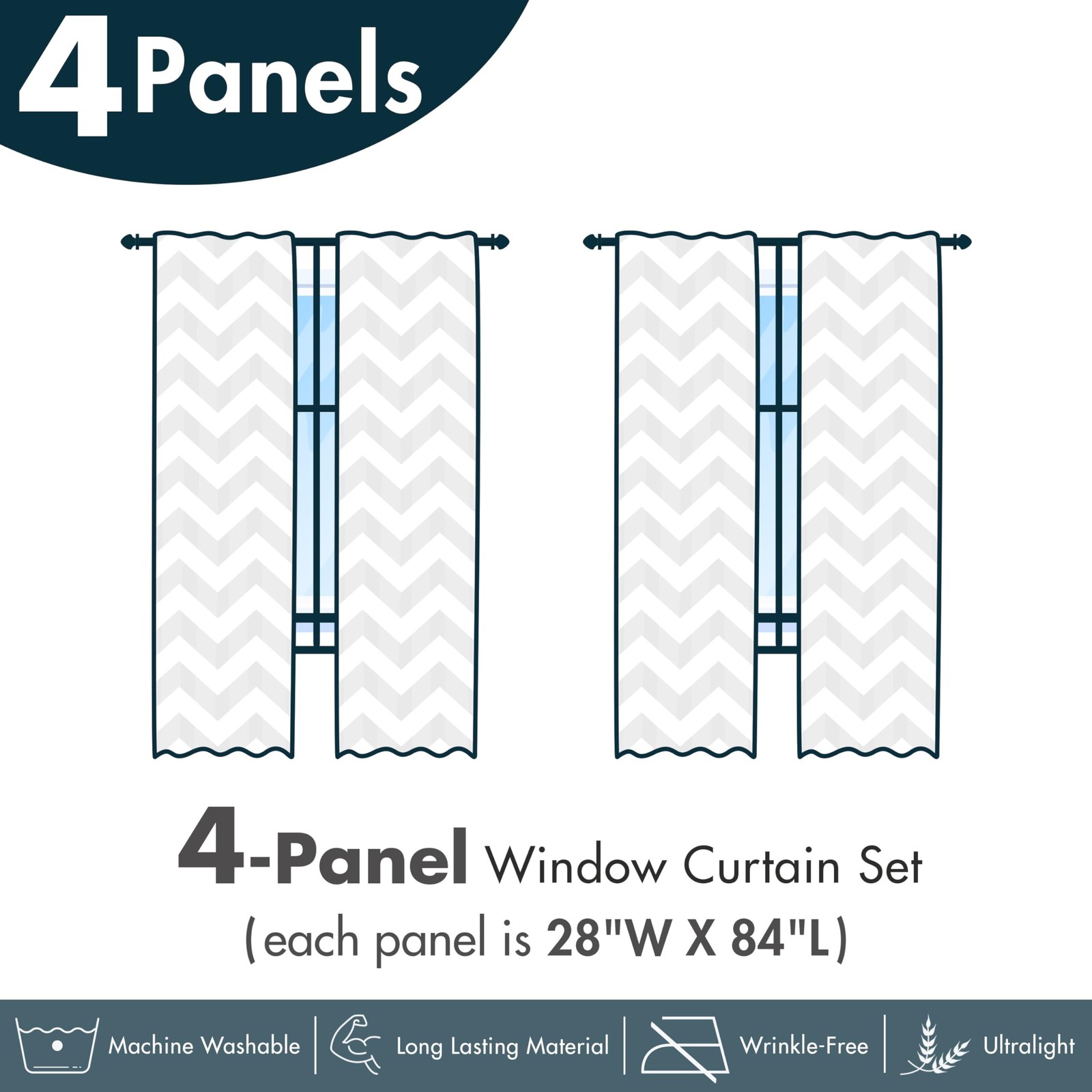 Ambesonne Seafoam Blue Window Curtains 28″ x 84″ Pack of 2 4 Panels