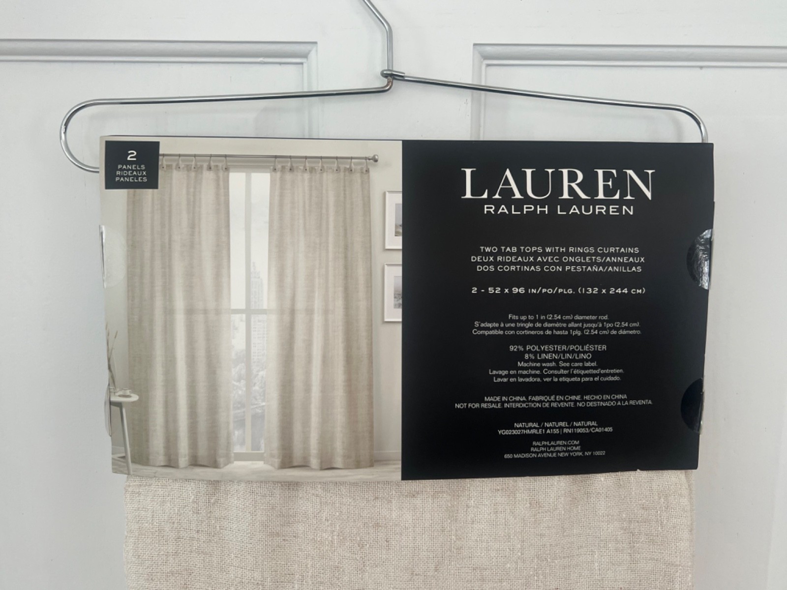 NWT! Rare Ralph Lauren Home Off White Curtains 52 x 96” Tab Top W Attached Rings