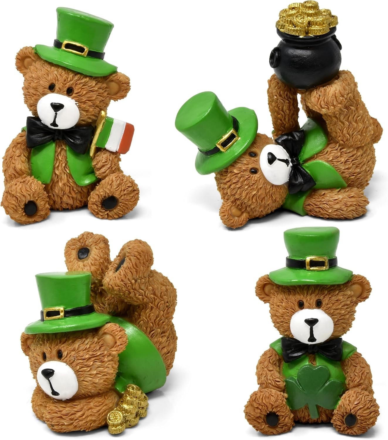 Gift Boutique St Patricks Day Bear Figurines Table Top Decor Set of 4 Mini Te…