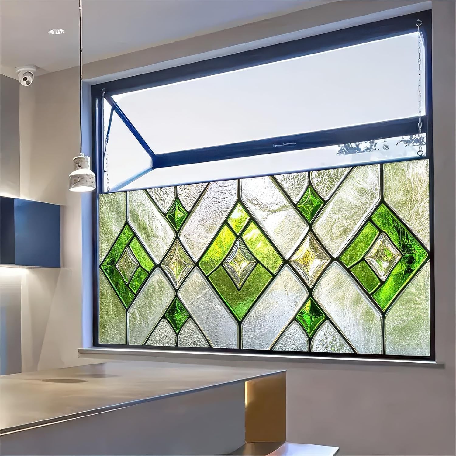 Rainbow Stained Glass Window Film 39.3×17.7in Privacy DIY Home Decor Decals