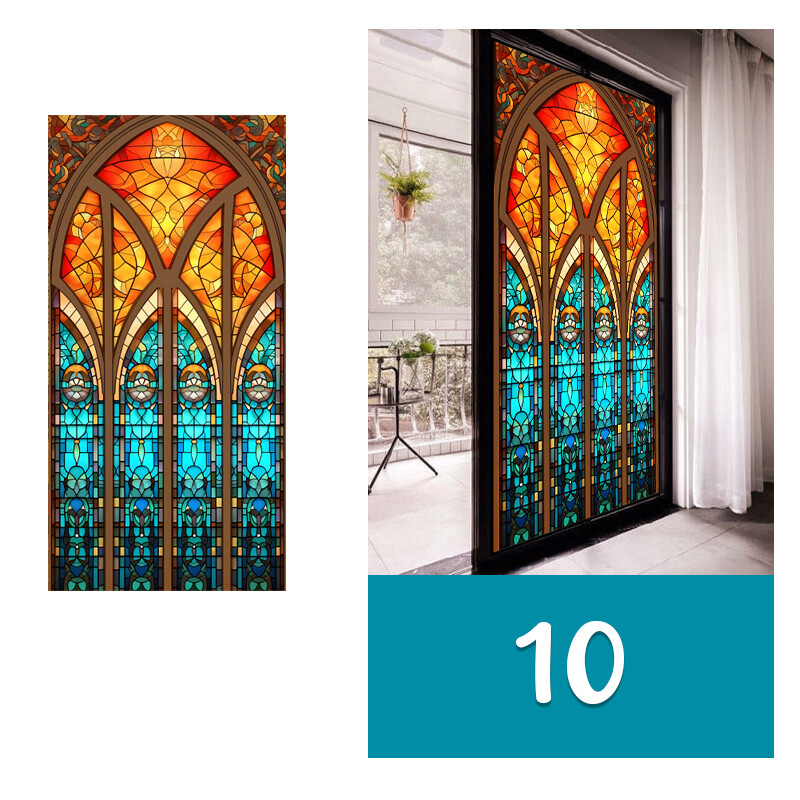 US Vintage Stained Glass Film Cling Window Sticker Home Bathroom Door Decor