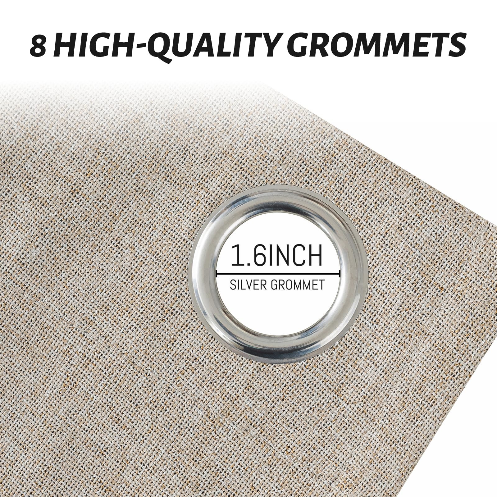 Natural Linen Curtains 100% Blackout 84 Inches Long,Room Darkening Textured C…