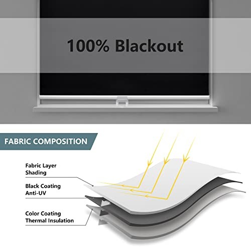 Cordless Roller Shadesout Blinds for Windows Room Darkening 23″W x 72″H Black