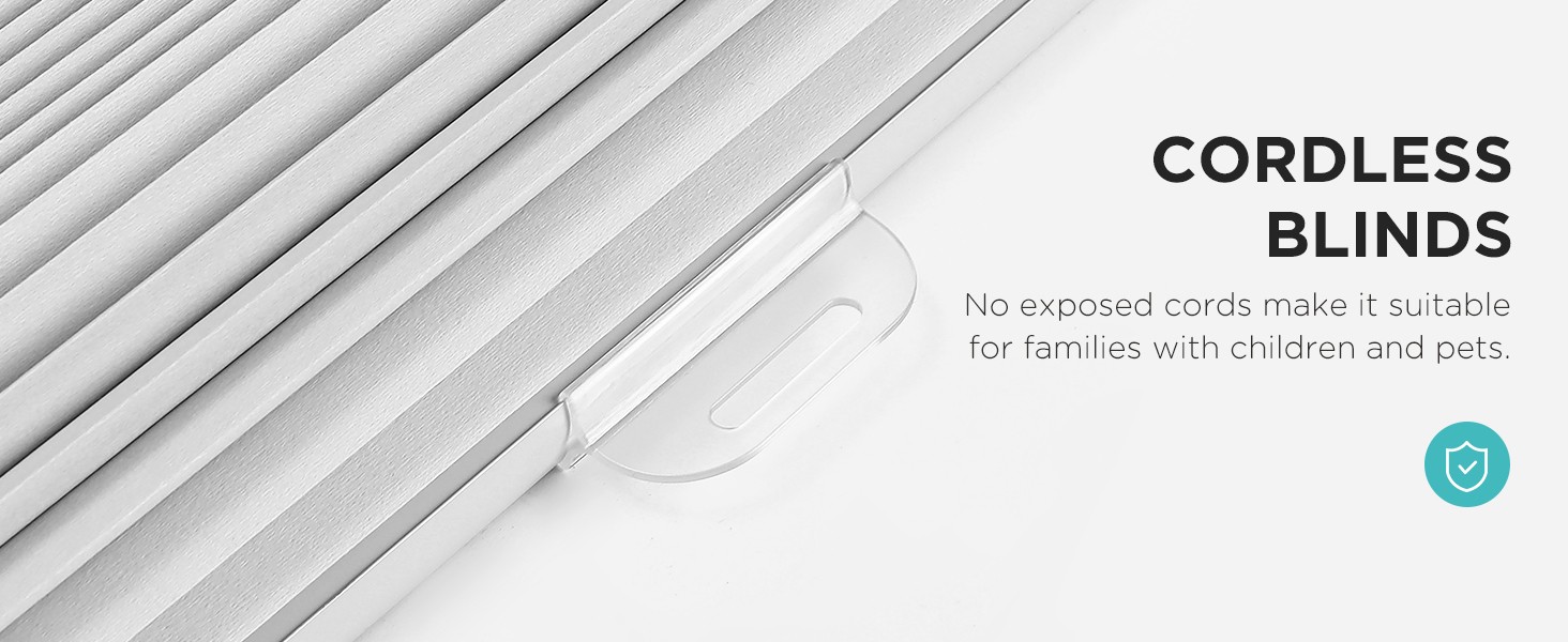 No Tools No Drill Window Blinds for Indoor Windows, Blackout Shades Cellular