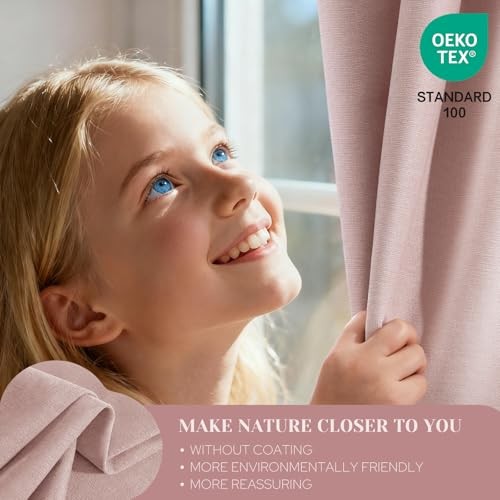 100% Chenille Blackout Curtains for Bedroom 52″W x 96″L (Pack of 2) Blush Pink