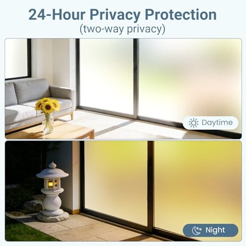 Lovepea Frosted Glass Window Privacy Film 24 Hour Two Way 17.5 x 78.7 Inch Pure