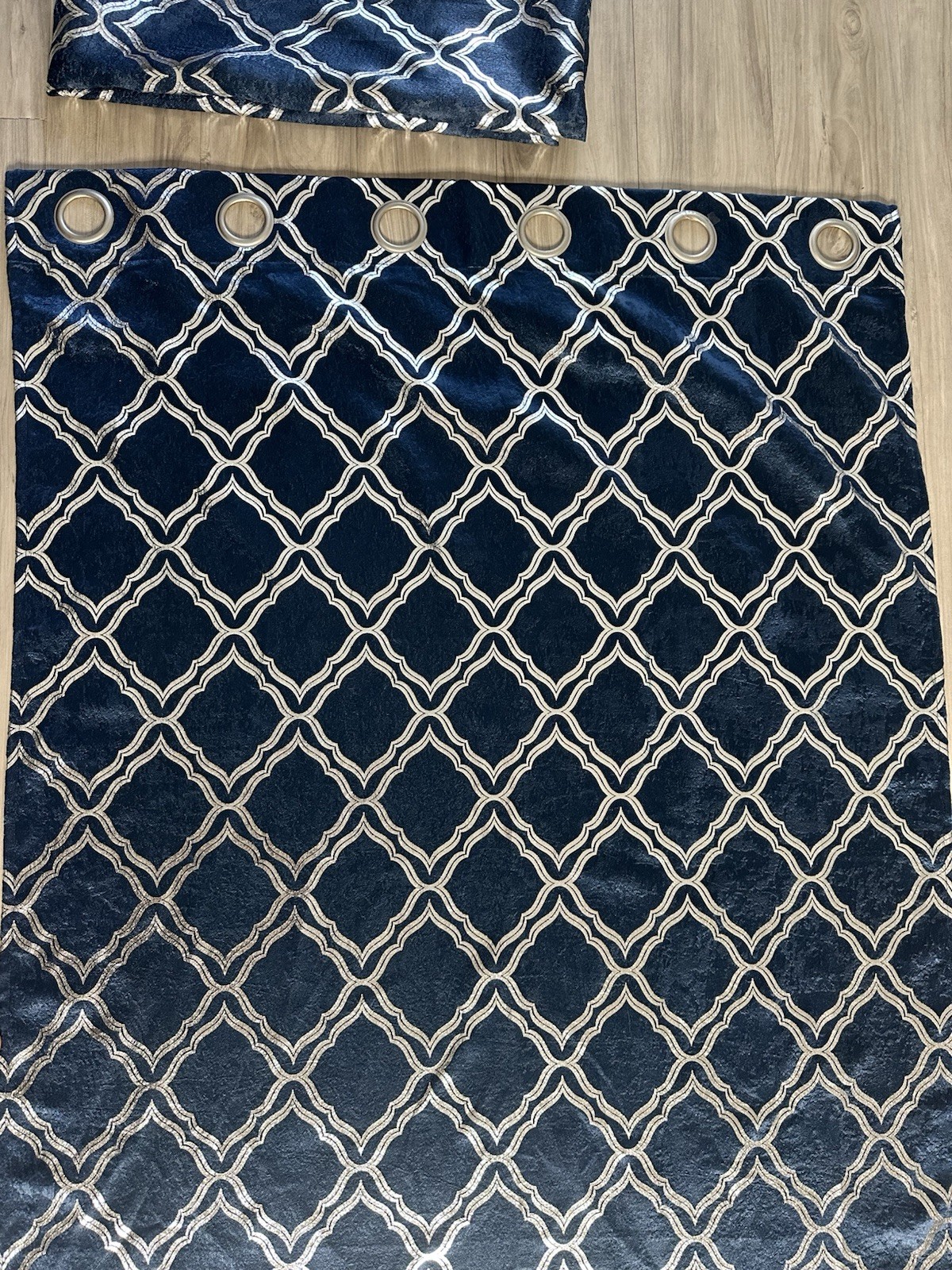 Blackout curtains blue with silver. 2 panels size 37w 83H