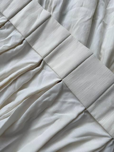 Vintage Custom Made Lined 2 Panels Cream /White 80 X 70 in.