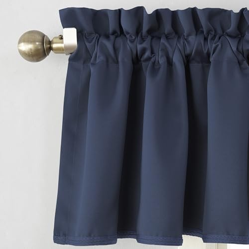 Barrow Energy Efficient Rod Pocket Curtain 54″W x 18″L (Pack of 2) 2 Navy Blue