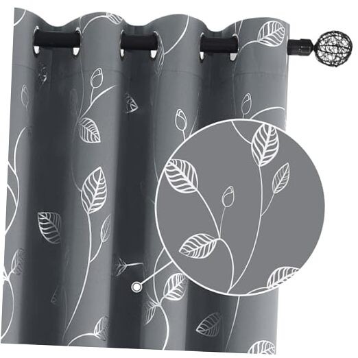 Wave Silver Leaf Print 38″W x 63″L (Pack of 2) Silver Leaf /Light Grey