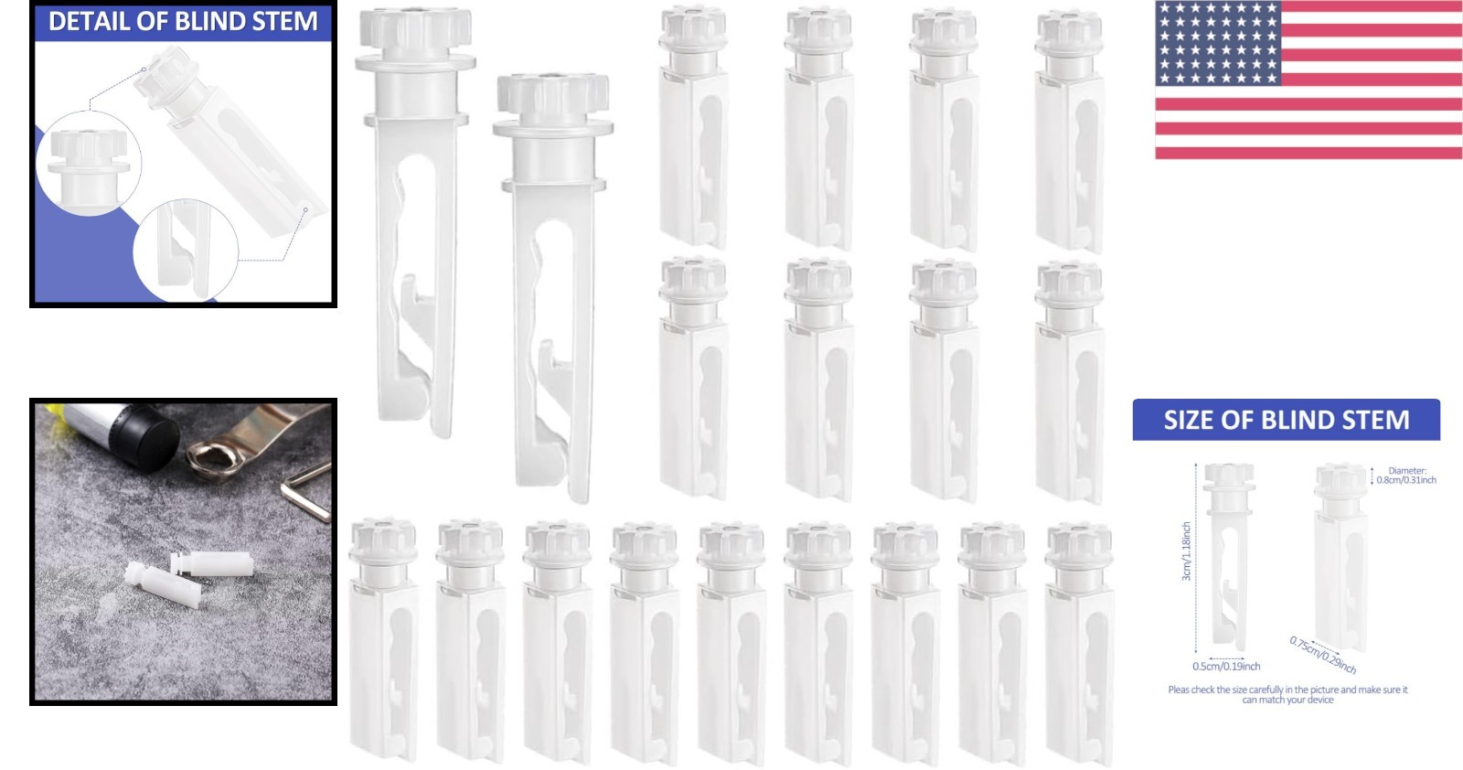 Invisible Design Vertical Blind Replacement Stems – 12 Easy Snap Install Parts