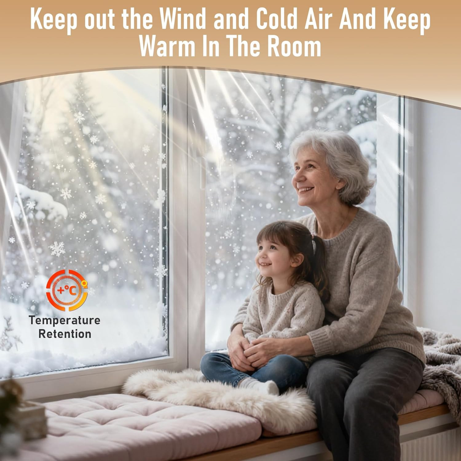 Window Insulation Kit for Winter,Plastic Shrink Film & Strong Tape, Indoor Therm