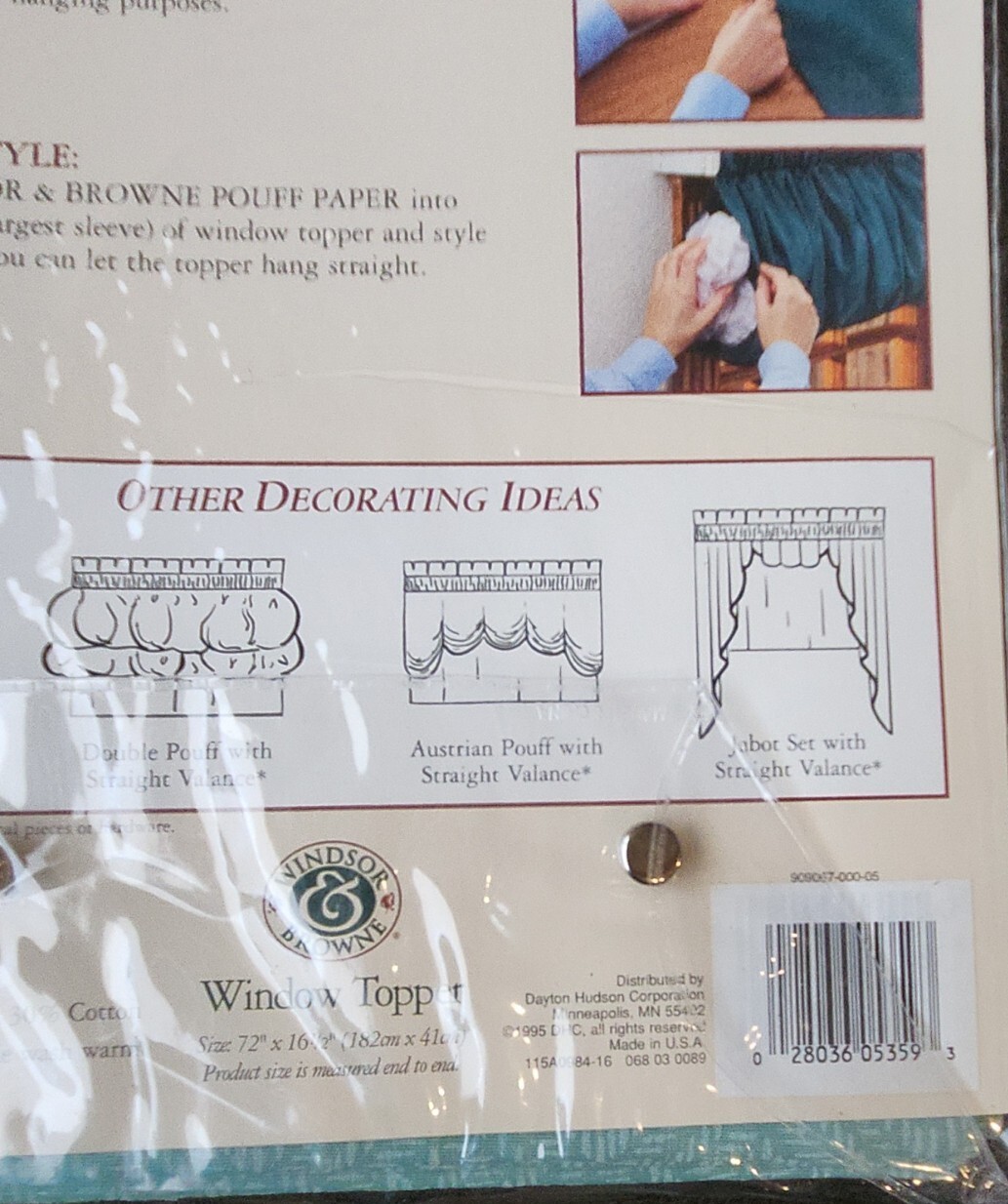 Windsor & Browne Window Topper Herringbone Green 72″X 16.5″ New NOS Made in USA