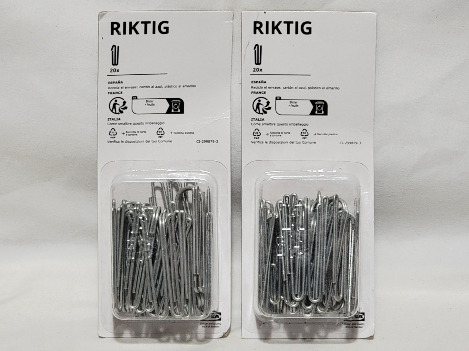 NEW Ikea Riktig Curtain Hooks – 2 Packs of 20 (40 Hooks Total) SEALED 402.122.03