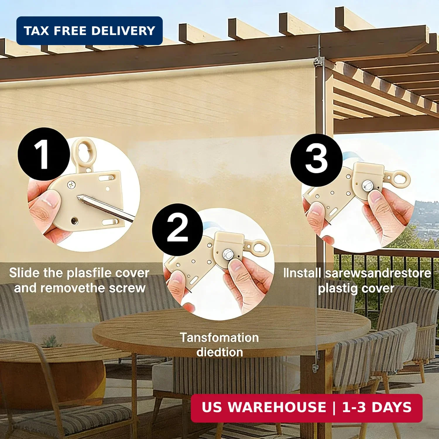 Universal Replacement Installation Accessories for Indoor/Outdoor Sunshade and R