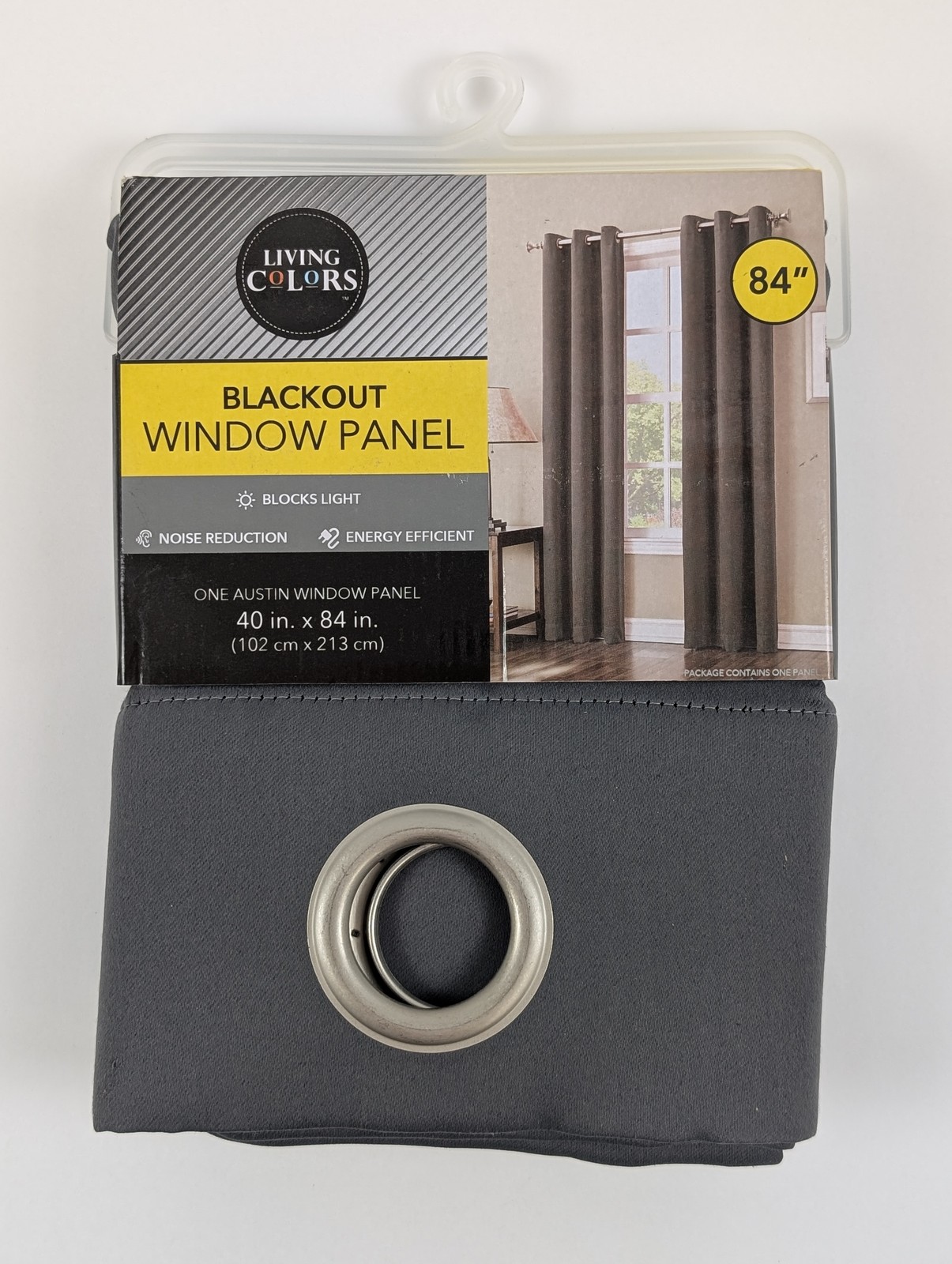 Living Colors Room Darkening Curtain Panel Gray 40 x 84 Window Rod Pocket