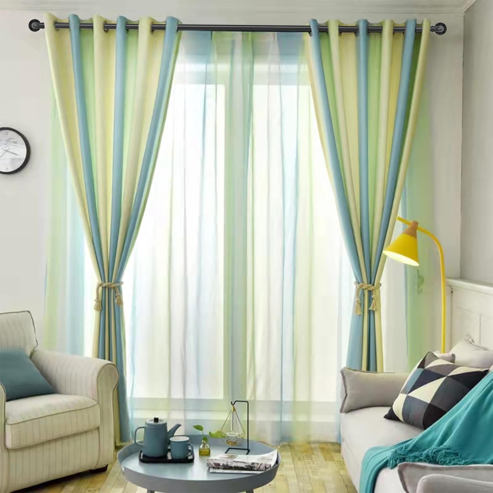 Industrial Curtain Rod Set with Brackets, 1 inch, 32-240″ – Hanging Rod for W…