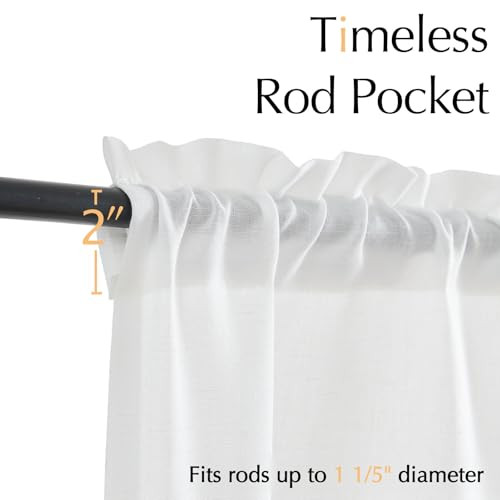 Linen Valance with Lace Trim 50″W x 18″L (Pack of 1) Lace | Off White