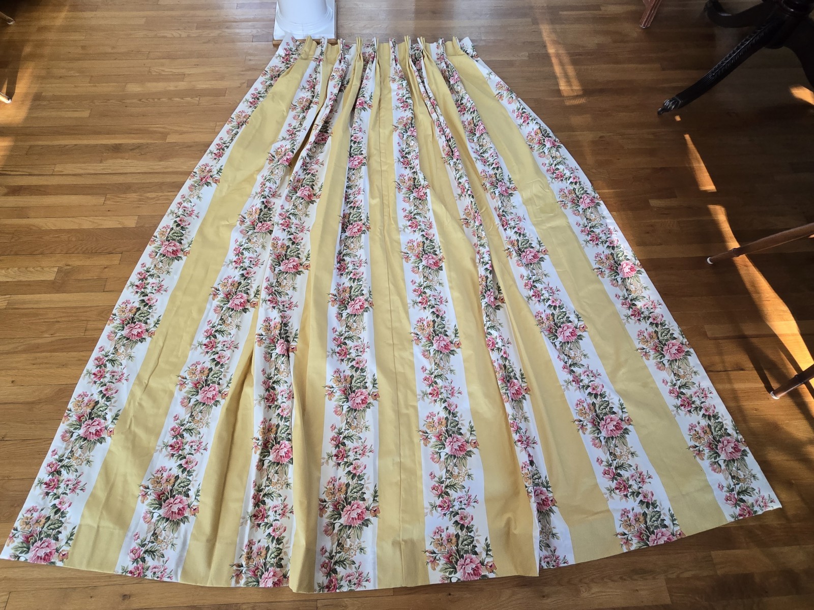 2 Custom Ralph Lauren Water Front Yellow Floral Pinch Pleat Drapes W41xL93