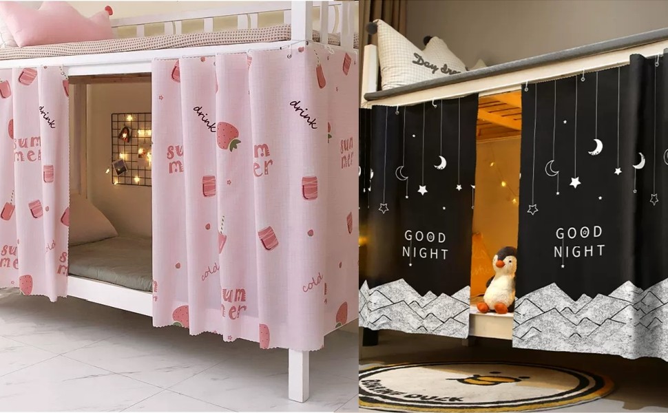 2 Pieces Upper/Bottom Bunk Bed Curtains Dorm Home Blackout Bed Cloth Curtain