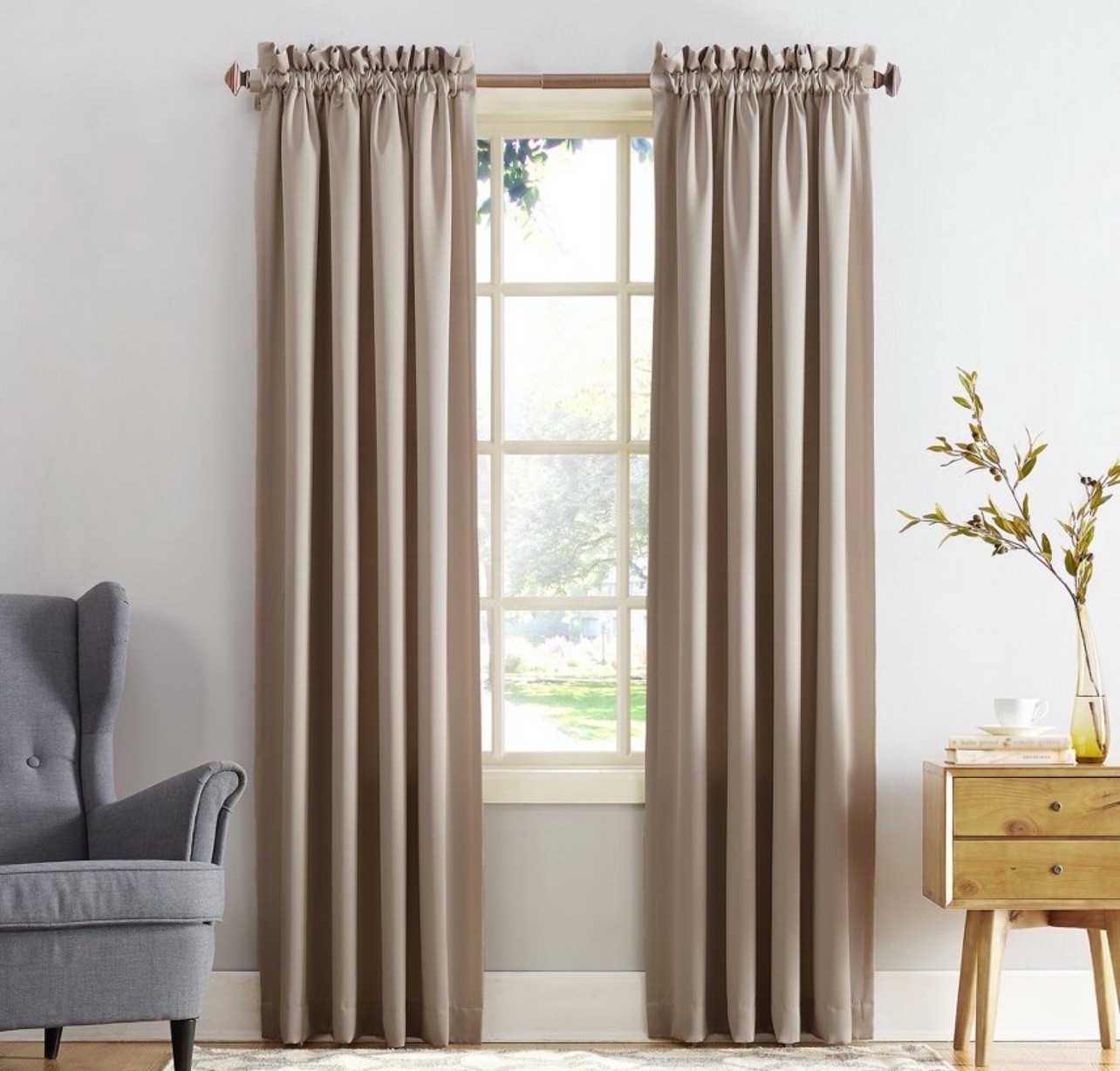 NEW SUN ZERO BARROW ENERGY EFFICIENT ROD POCKET CURTAIN PANEL, 54″W X108″L STONE