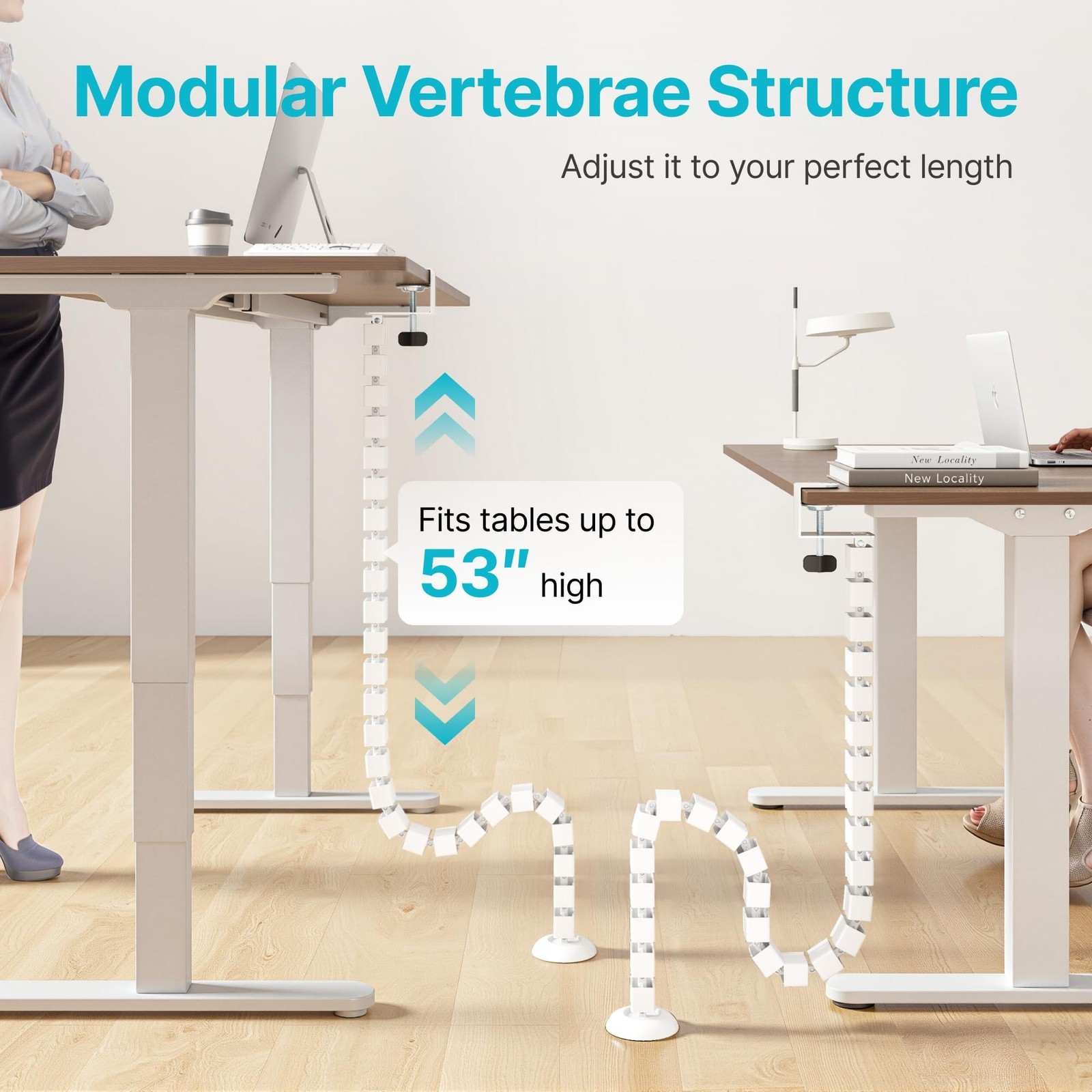 Under Desk Cable Management Spine – Flexible Cable Snake Organizer for Sta