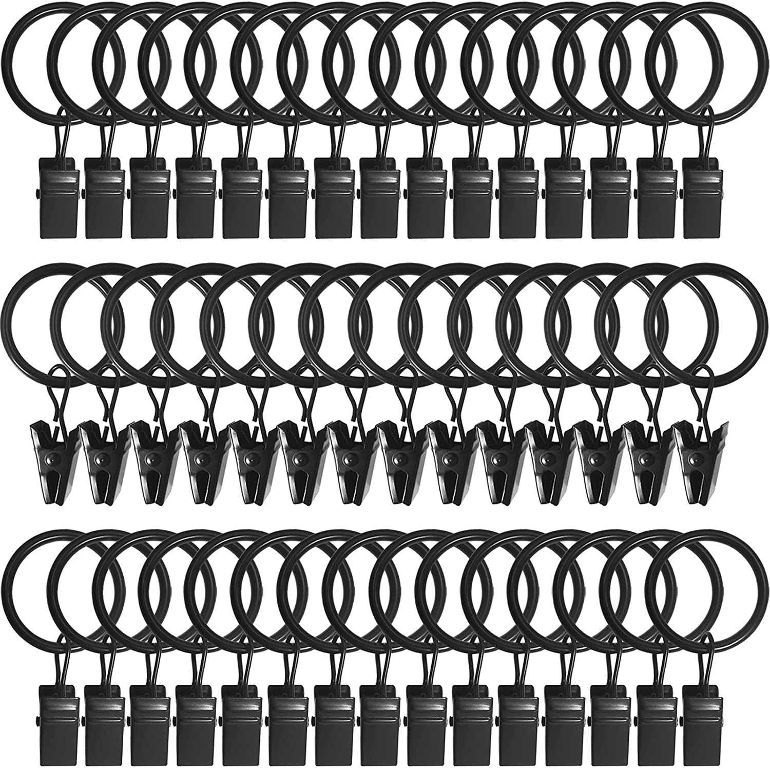 90 Pack Curtain Rings with Clips, Drapery Clips with Rings, Drapes Rings 1.26 in
