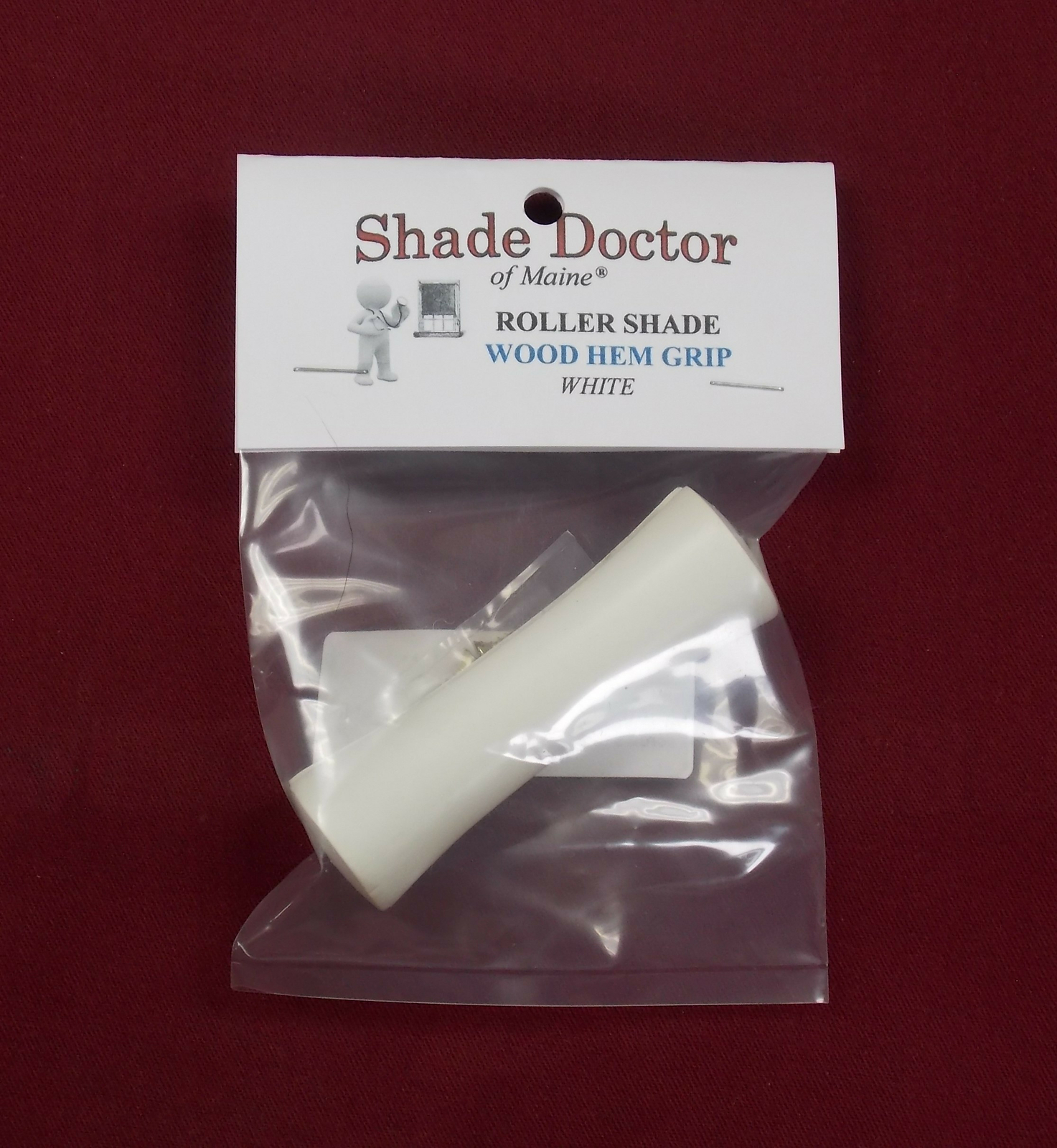 3 1/2″ Wide WHITE Finish Solid Wood Hem Grip for Roller Window Shades
