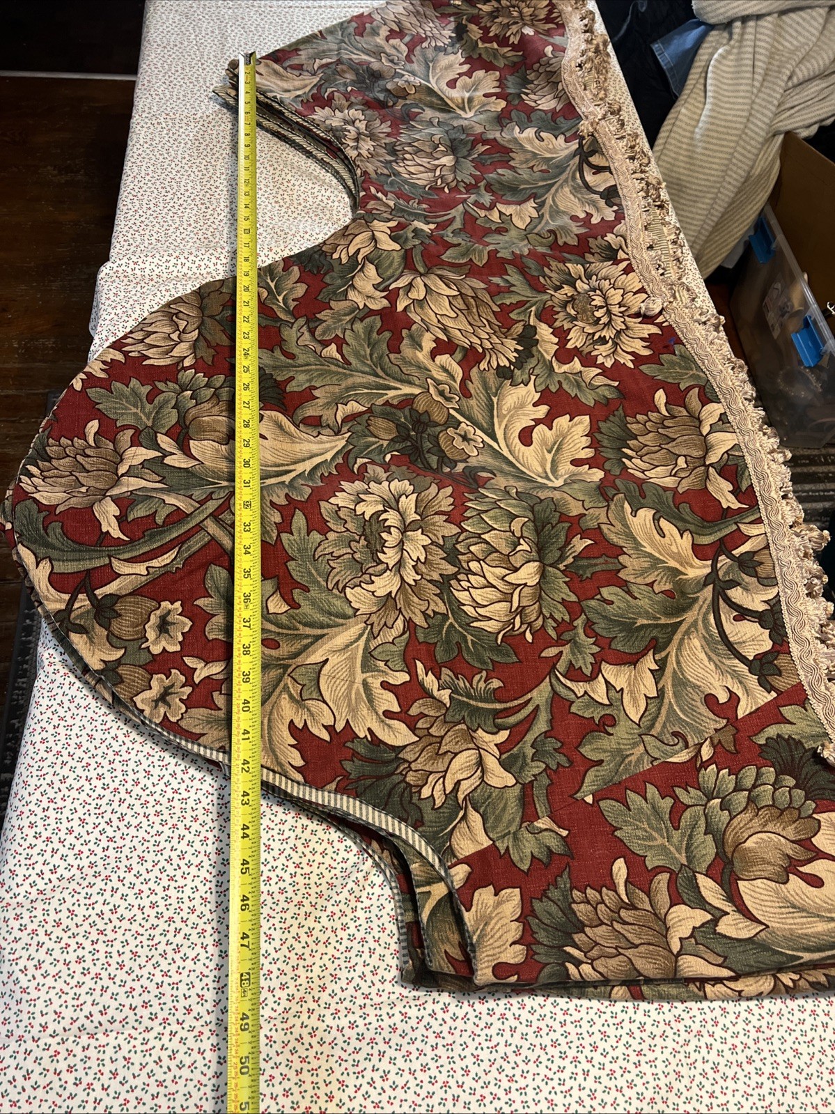 Vintage Custom Scalloped 130” Valances Set of 4 Floral Tapestry Lined w/ Fringe