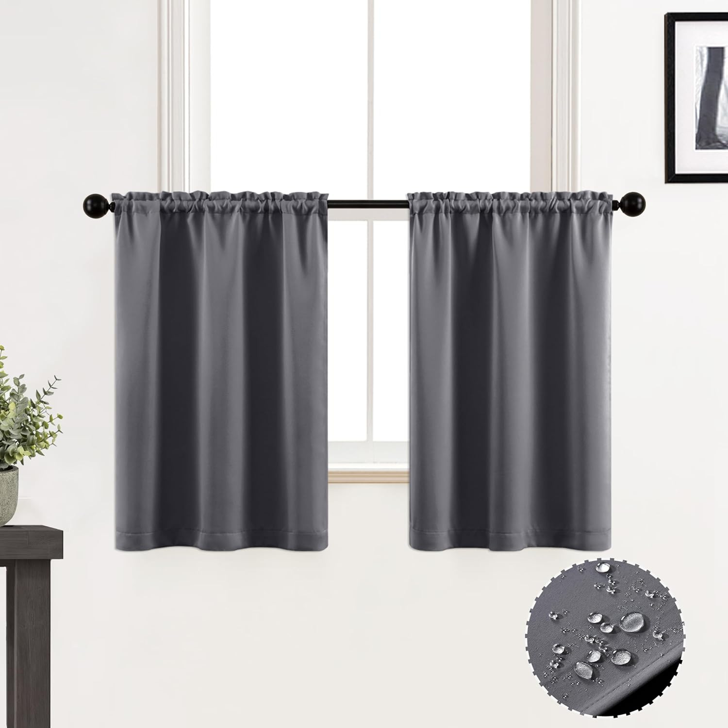 XTMYI Basement Window Curtains 30 Inch Length Durable Waterproof Short Blackout