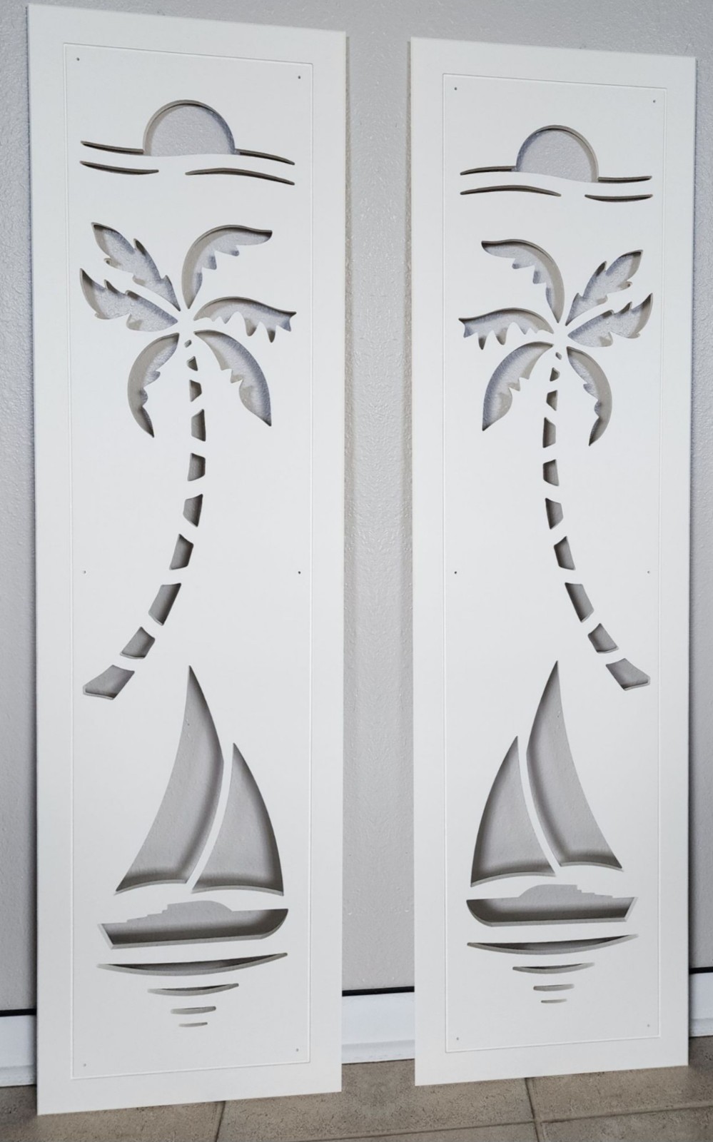 Decorative Window Shutters, Sailboat Design, Sold in Pair of 2 shutters