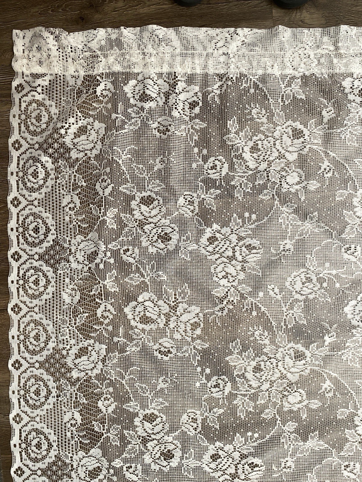 Vintage Floral Lace Curtain Panel Beige Rod Pocket 60 x 82 JC Penney