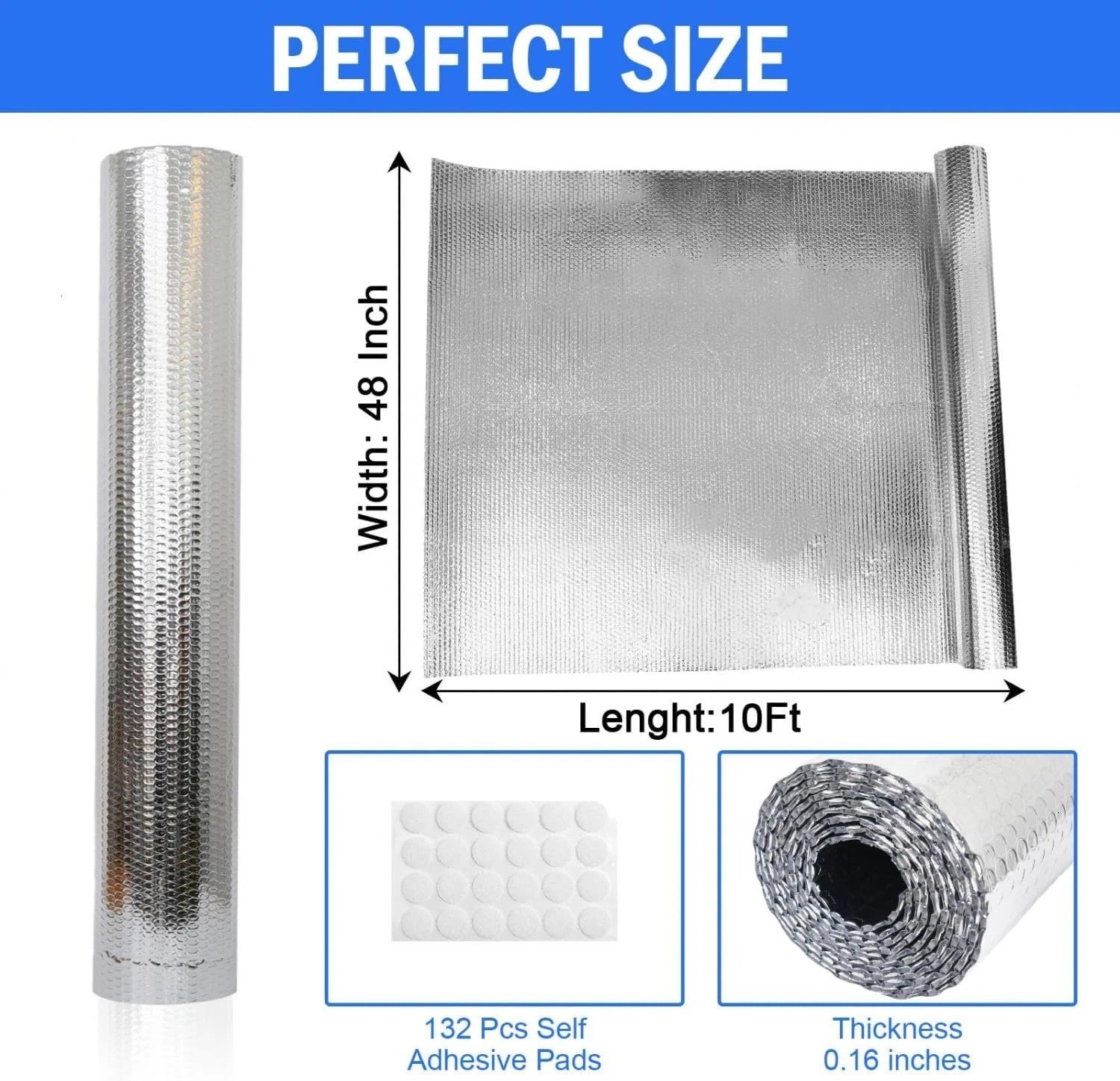 Double Reflective Insulation Roll 48 in X 10 FT RV Window Insulation for Summer