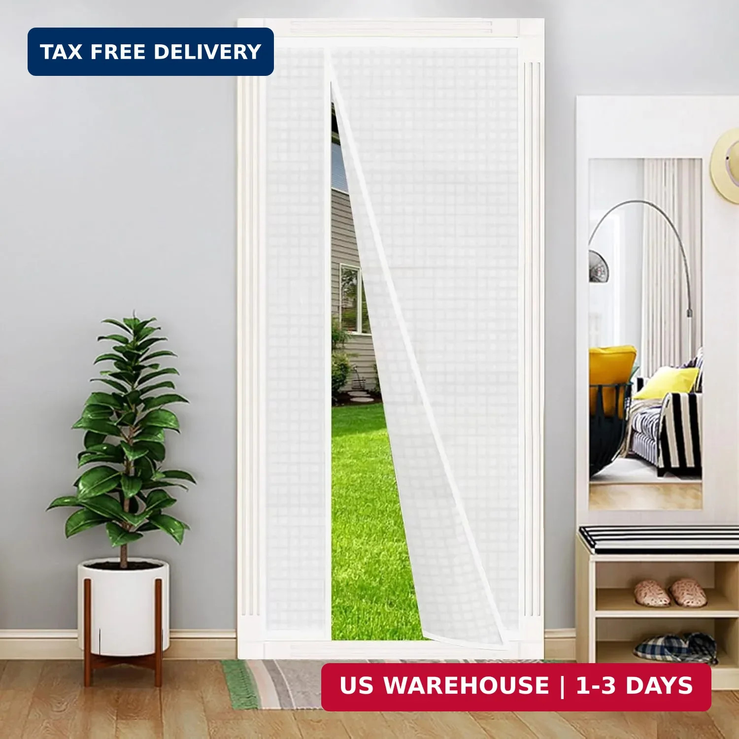 Reversible Left or Right Side Opening Insulated Door Curtain, Keep Cold Out Ther