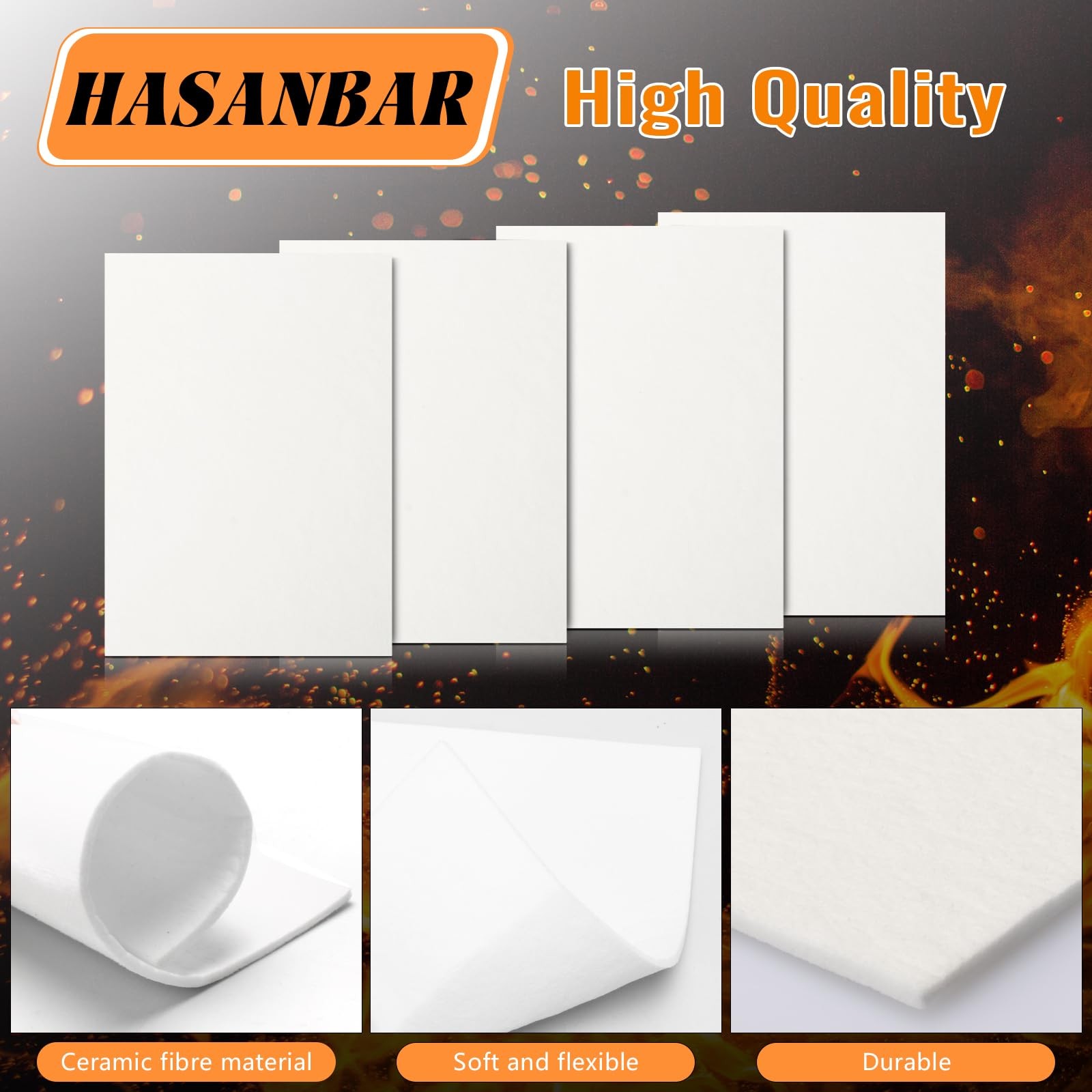 4PCS High Temperature Ceramic Fiber Gasket Sheets Fireproof Insulation Paper