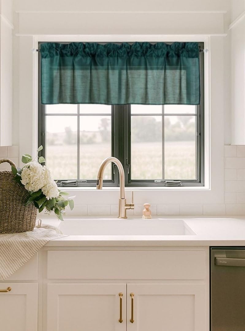 Faux Silk Window Valance Solid Rod Pocket Straight 55″ Wide Faux Silk Curtains