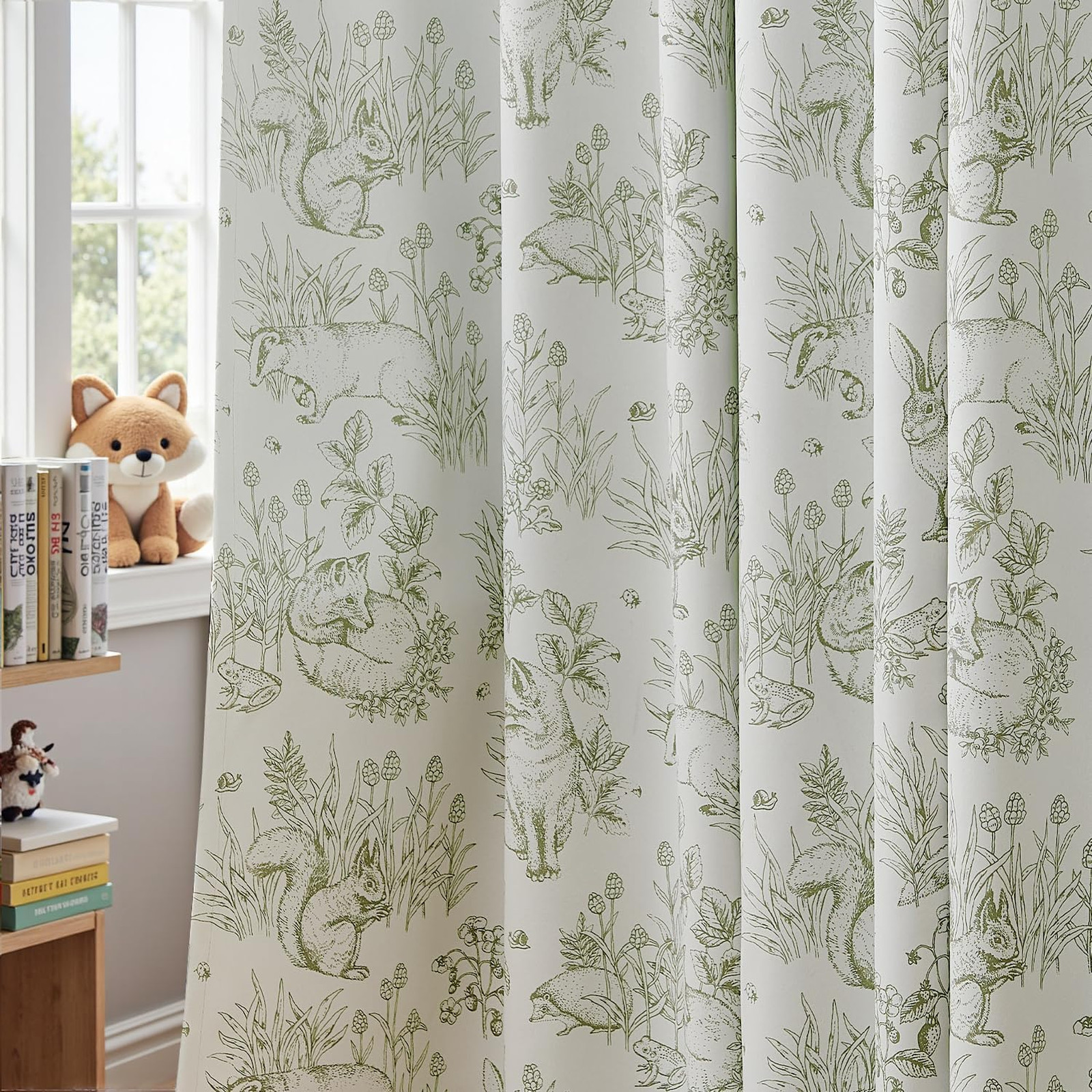 Kids Bedroom Curtain Panels Blackout Fabric 84 Inch Back Tab Whimsical Bunny