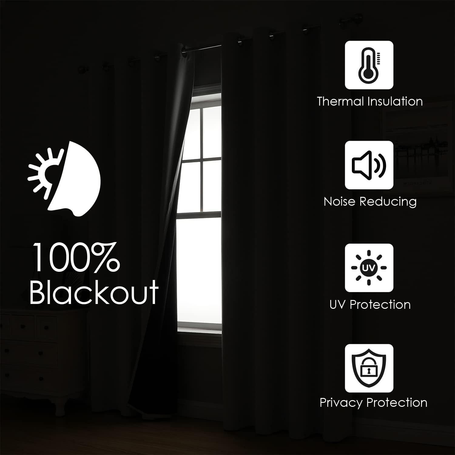 Energy Efficient Grommet Curtains 52×54 – Light Grey, 2 Pack