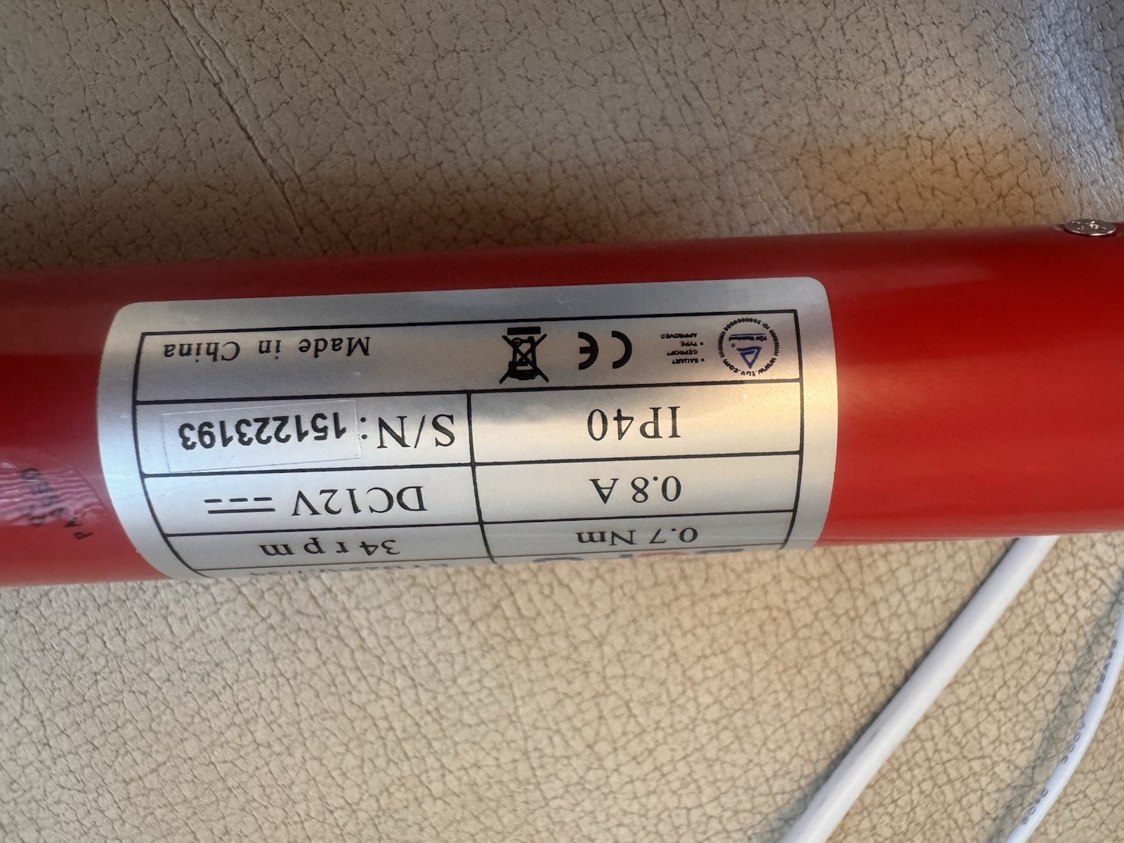 BOFU Tubular Blind/Shade motor 12V EYB25-0.7/34