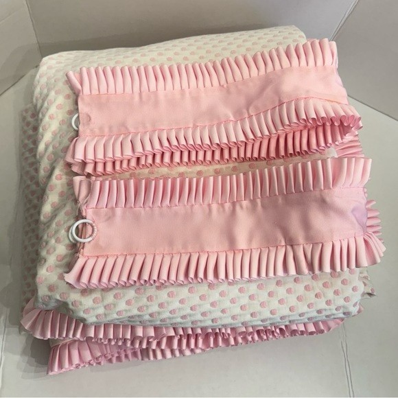 Pottery Barn Audrey Polka Dot CUSTOM Drapes Set 2 Pink Embroidered Chenille RARE