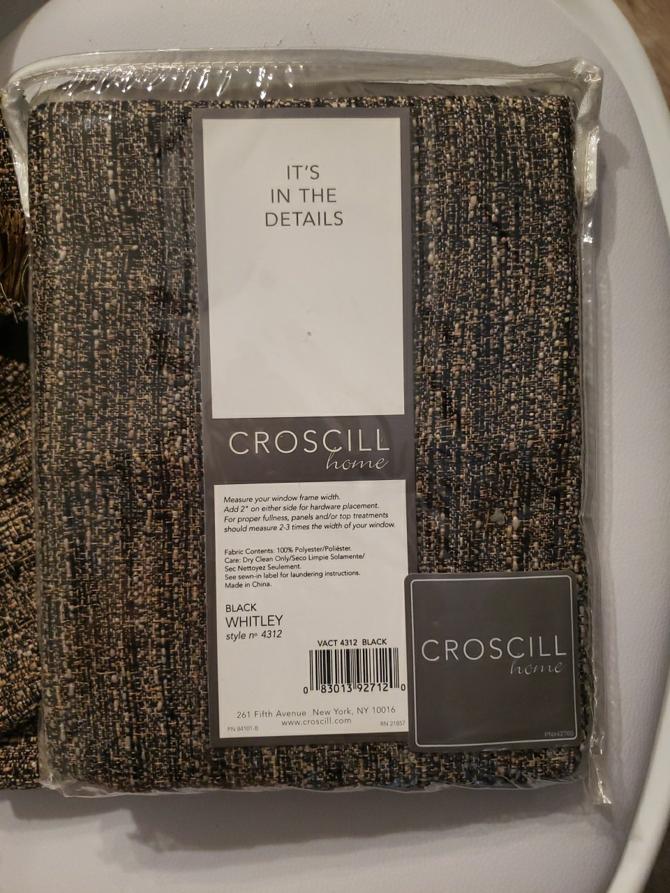 Set of 2 Croscill Home Ascot Valance Whitley Black Multi 40 x 21 New